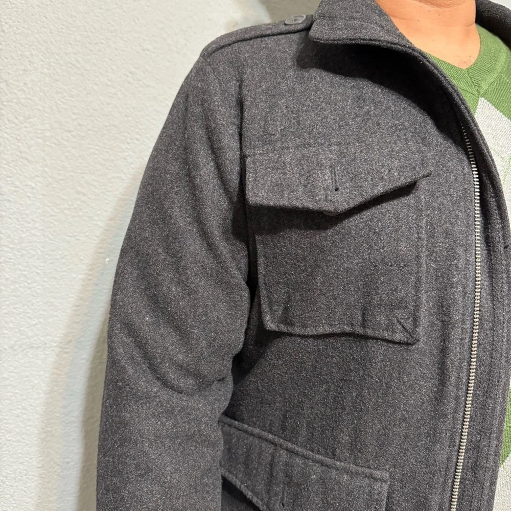 GAP Men Gray Military Field Zippered Long Sleeves Heavy Cozy Winter Jacket‎ Sz M